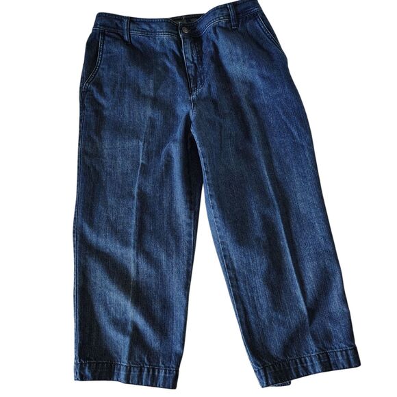 Liz Claiborne Audra Straight Leg Denim Capri Jeans High-rise Size 12 Women's - Picture 1 of 9